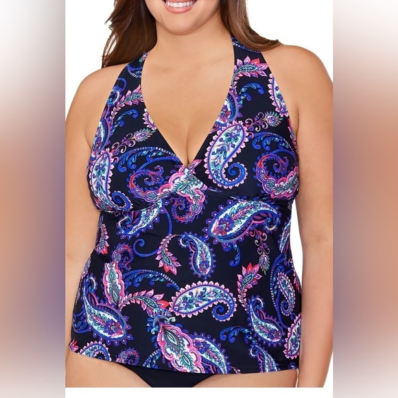 Island Escape Underwire Tankini Top Size 24W - Picture 1 of 9